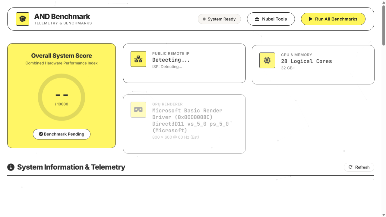 AND Benchmark Screenshot